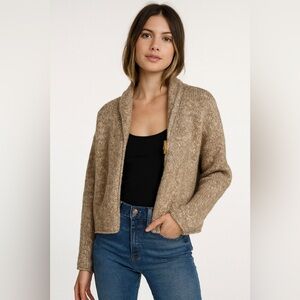 Mira Flores Tan 100‎ % Alpaca Cardigan Sweater Sz. L